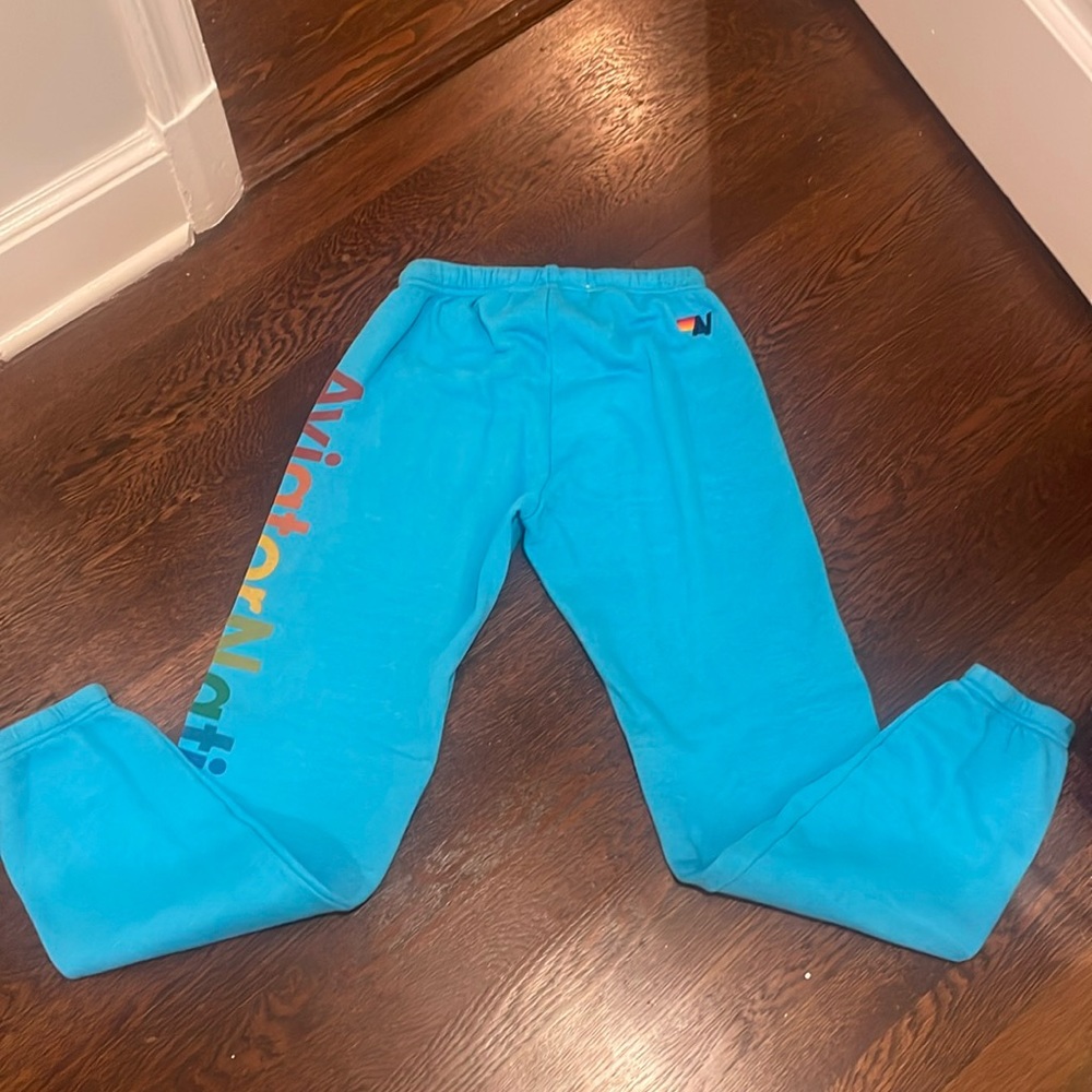 AVIATOR NATION LAGUNA BEACH SWEATPANTS - NEON BLUE BARELY USED